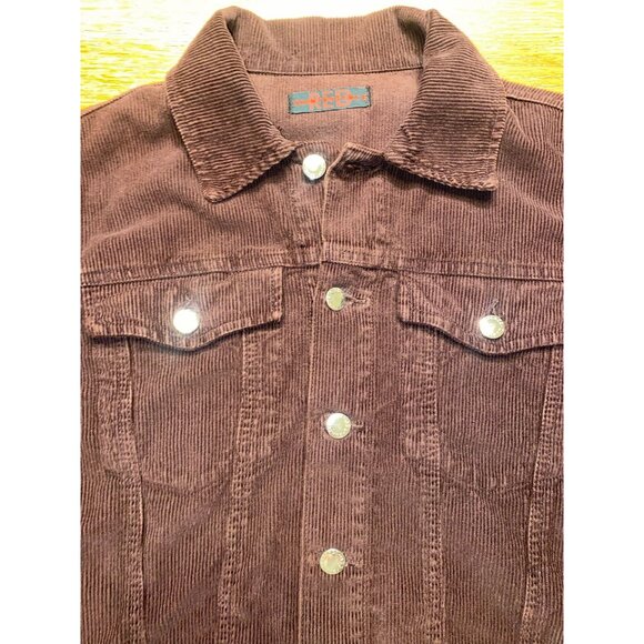 Brown Corduroy Button-Up Jacket With Chest Pockets & Silver Buttons - Picture 2 of 6